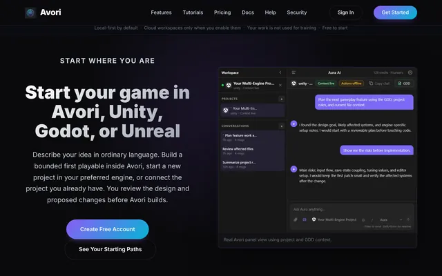 Avori website screenshot