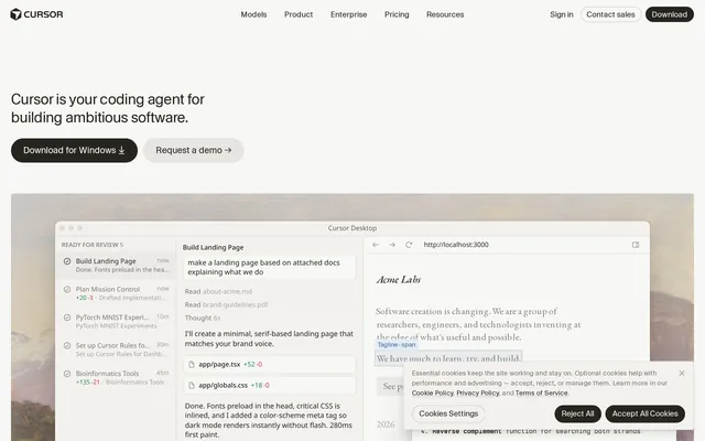 Cursor website screenshot