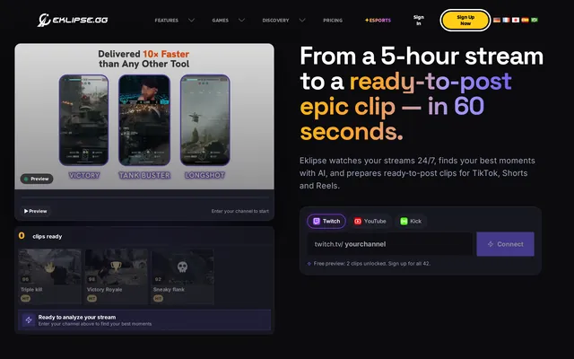 Eklipse website screenshot