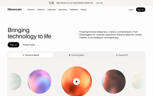 ElevenLabs website screenshot