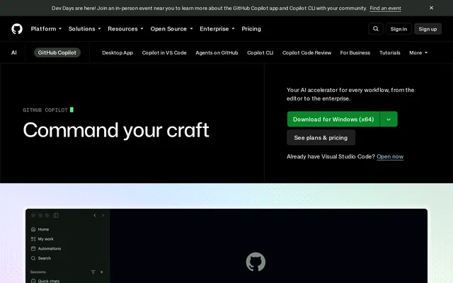 GitHub Copilot website screenshot