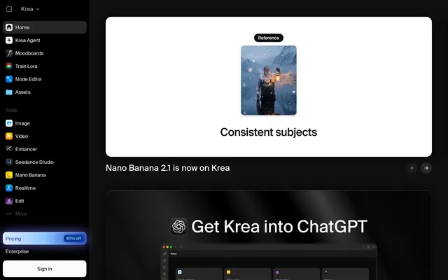 Krea website screenshot