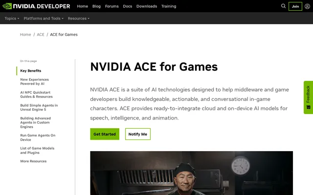 NVIDIA ACE website screenshot