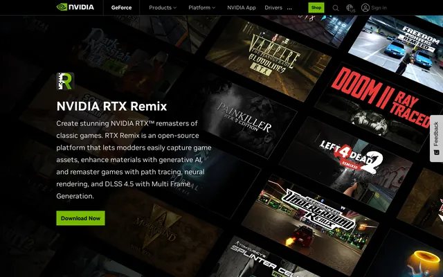 NVIDIA RTX Remix website screenshot