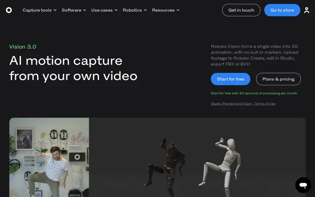 Rokoko Vision website screenshot