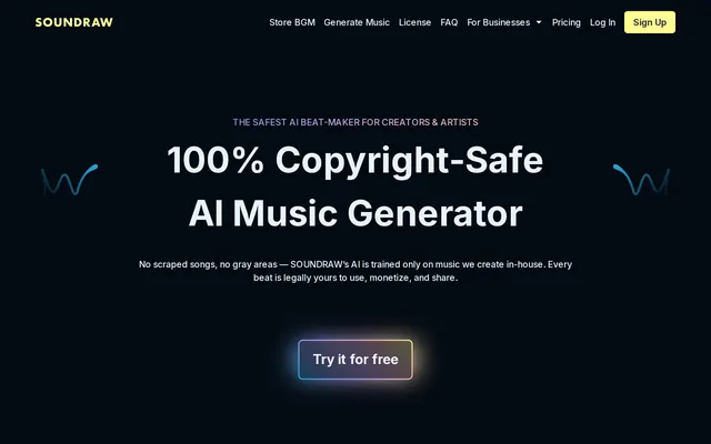 Soundraw website screenshot